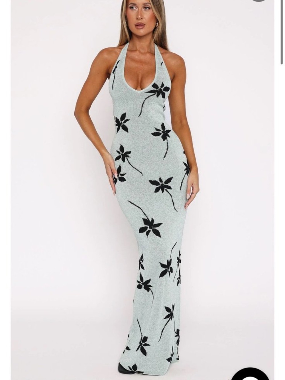 NWT Chasing Heaven Knit Maxi Dress Mint floral